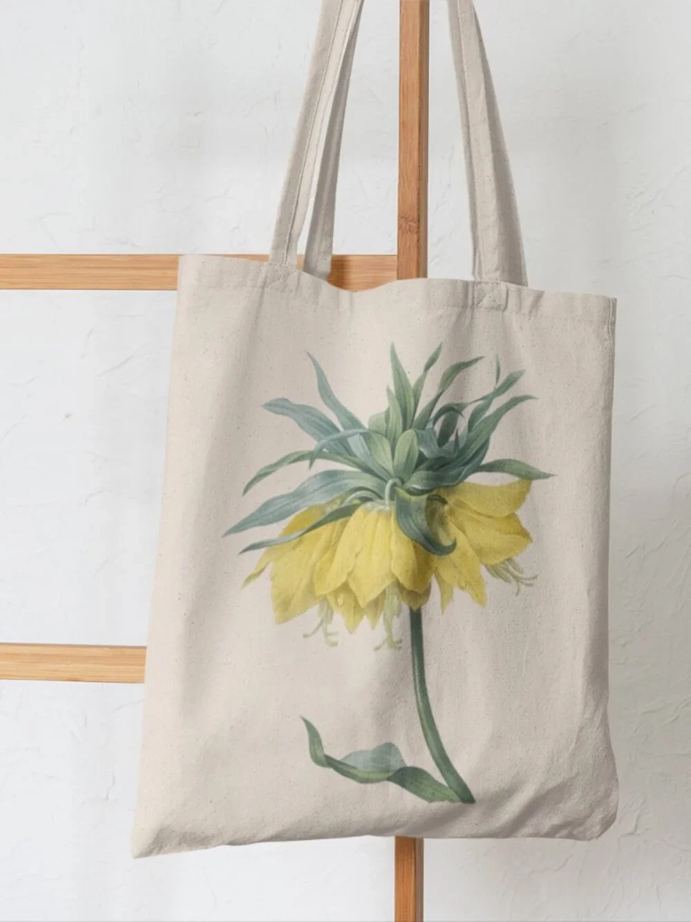 Crown Imperial Vintage Floral Print Graphic Canvas Tote Bag